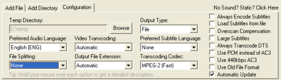 mkv2vob: Configuration mkv2vob: Configuration