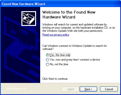 Found New Hardware Wizard: Step 1 Found New Hardware Wizard: Step 1